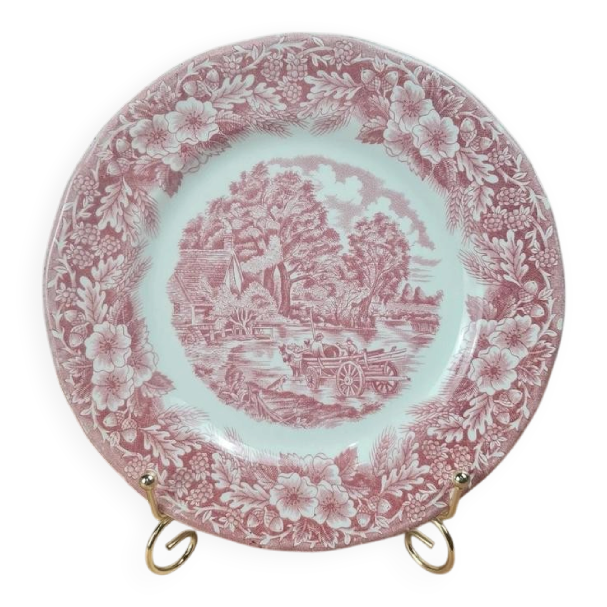 Vintage Italian plate country decor pink – Ceramica Quadrifoglio