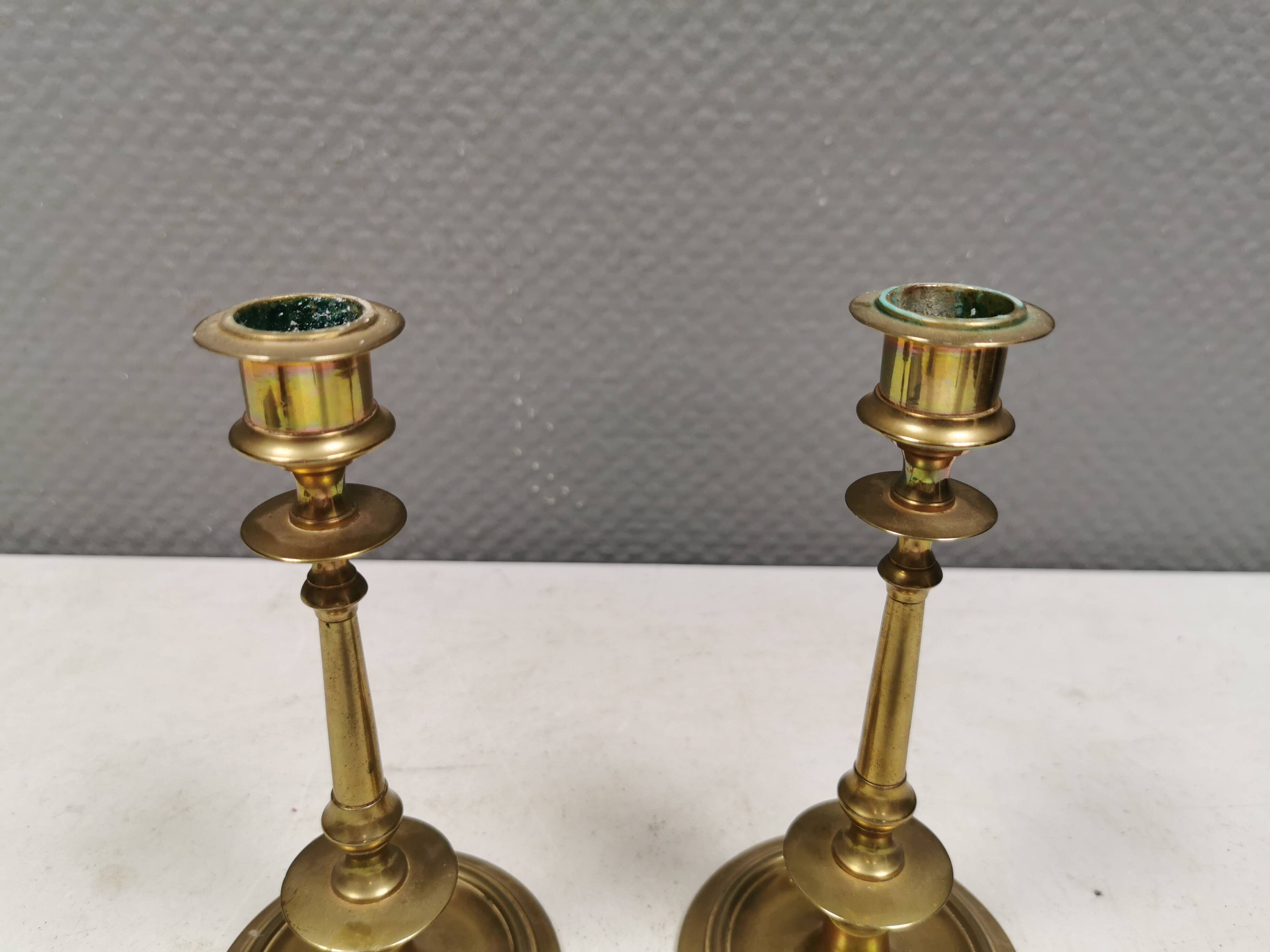 A set of slim vintage brass candlesticks, Denmark 1960-70s.
