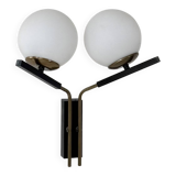 Vintage double opaline and brass wall light, France, 1970.