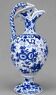 Fine earthenware jug with blue and white decoration, 19th-century work.