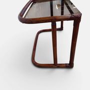 Vintage nesting tables in rattan and smoked glass by Flecht-Atelier Schütz.