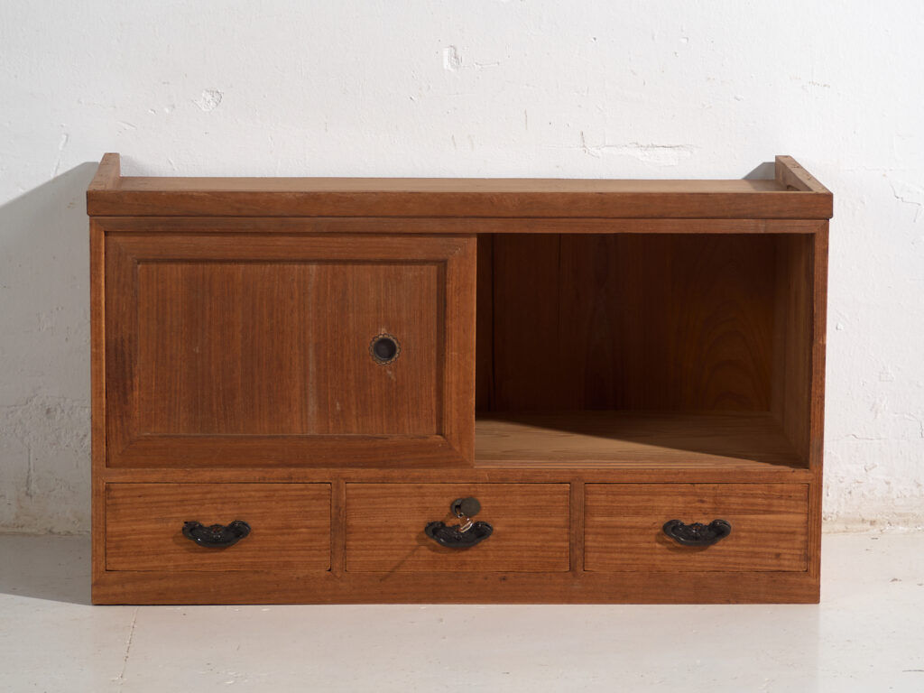 Old low cabinet with sliding doors – Taishō / Showa period (c. 1920-1970) #12