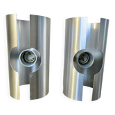 Pair of "oxar" brushed metal wall lights, space age, 1970