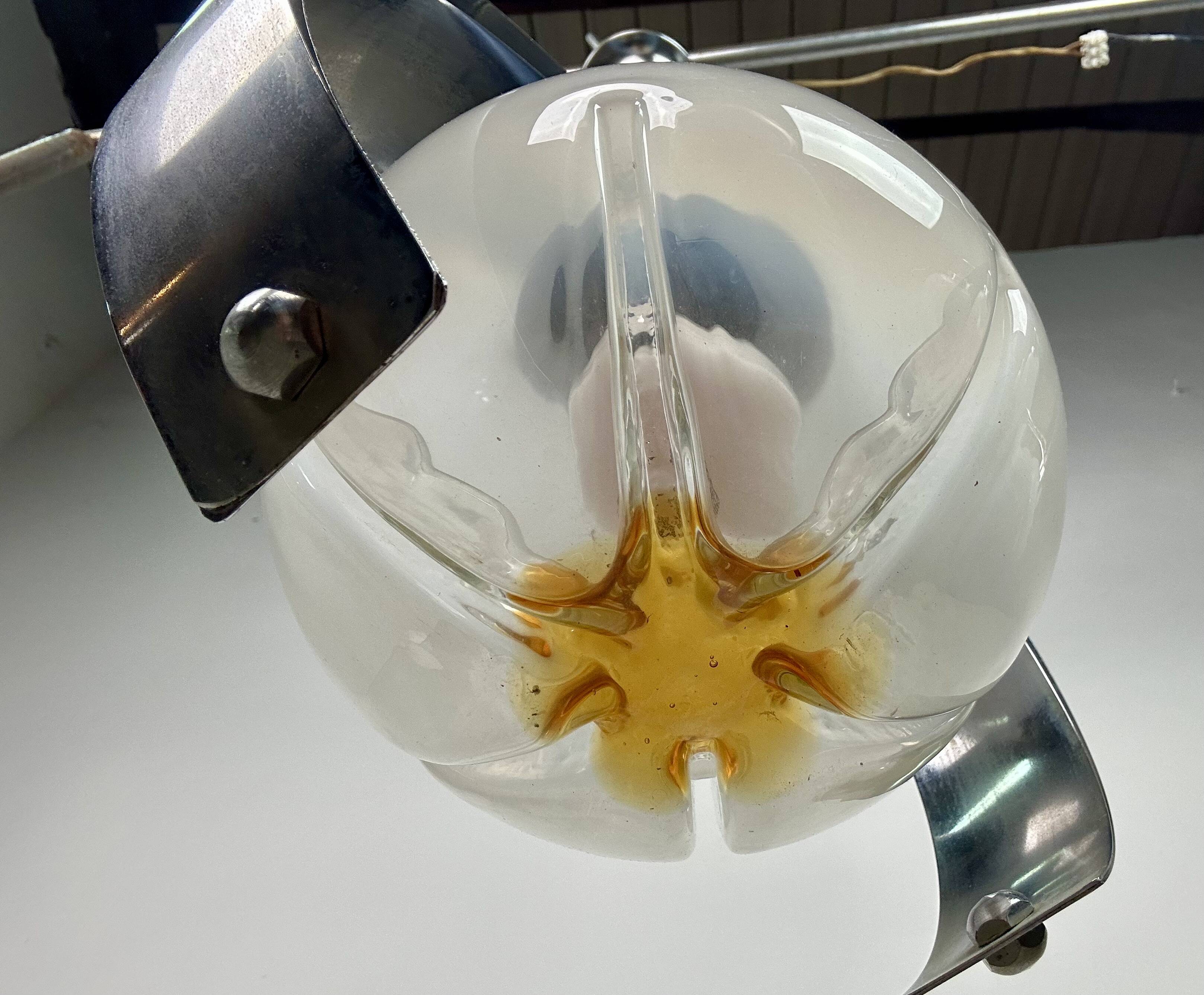 Italian chandelier by MAZZEGA in metal, wood and Murano glass 1970