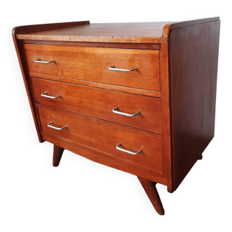 Oak chest of drawers with compass foot, vintage reconstruction