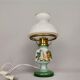 French country 1960s rustic green ceramic and glass vintage table lamp