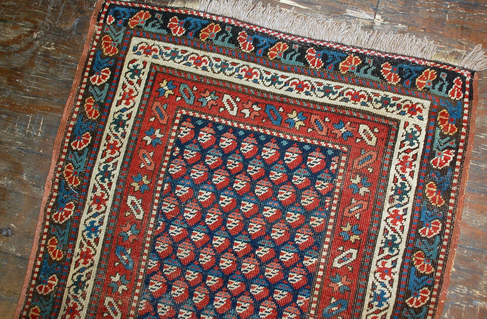 Old Caucasian carpet Gendje handmade 88cm x 177cm 1880s