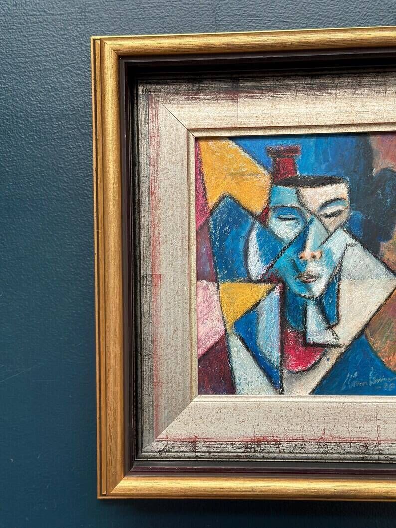 Original Finnish Oil on Panel – “Face” by Christian Immonen – Signed – Dated 1990 – Vintage & Framed