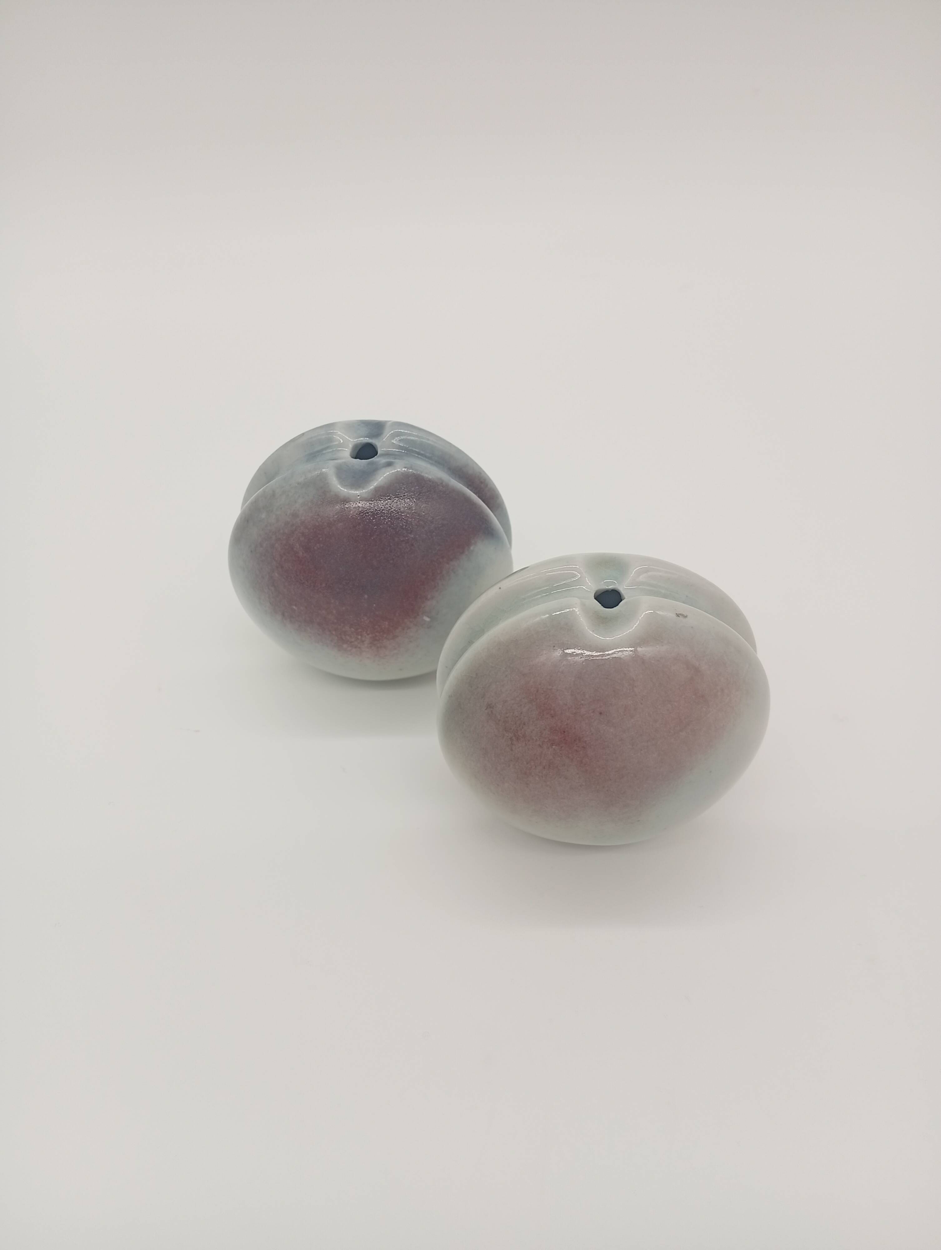 Duo 2 Vase Soliflore Lenticular Glazed Stoneware Grey Blue Purple Ceramic