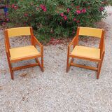 Wooden armchairs (1950) André Sornay designer