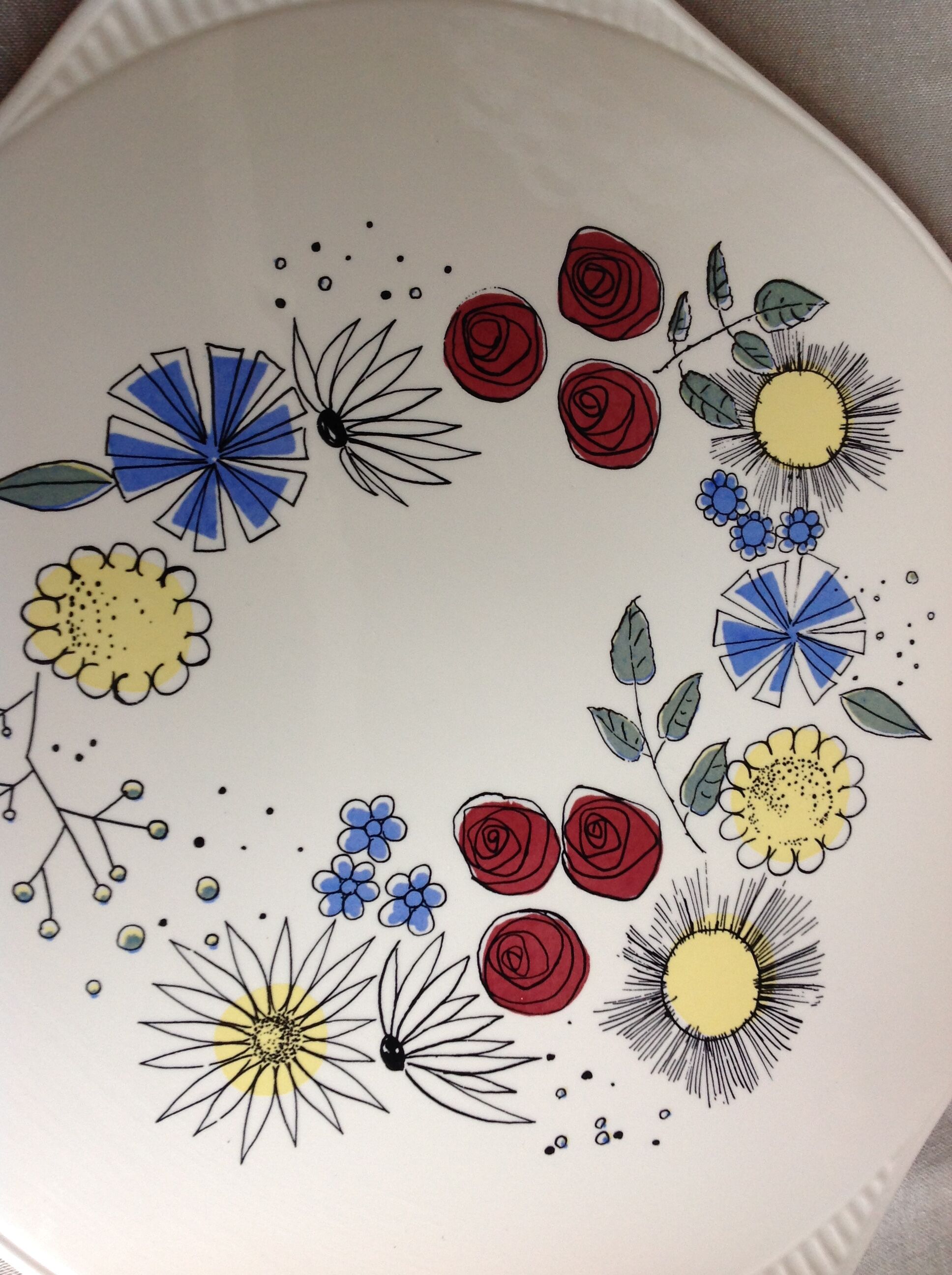 Grunstadt Keramik vintage 60s polychrome pie dish