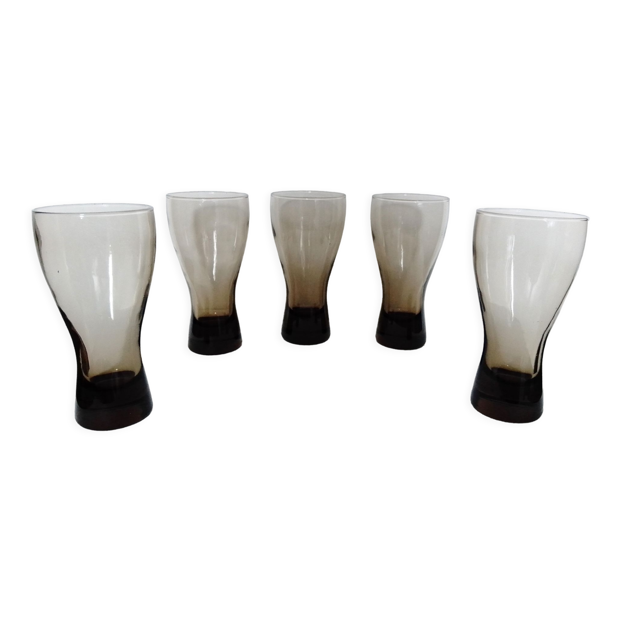 Set of 5 smoked glass soda glasses