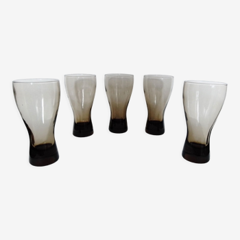 Lot de 5 verres à soda en verre fumé