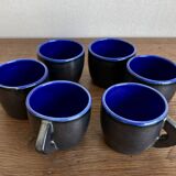 Set of 6 mid century pop 1960s glazed earthenware cups