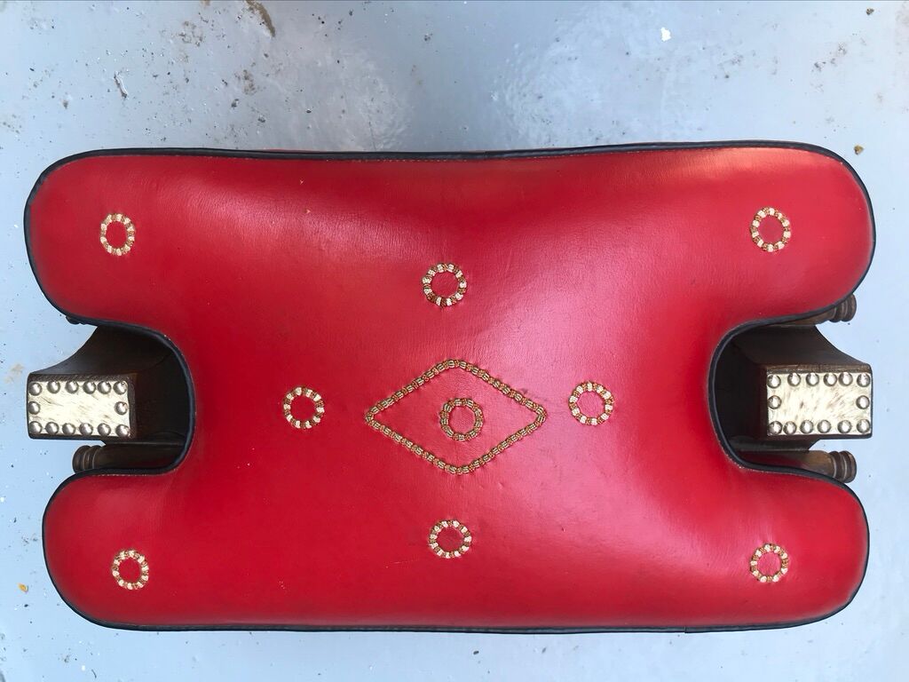 Vintage camel saddle stool