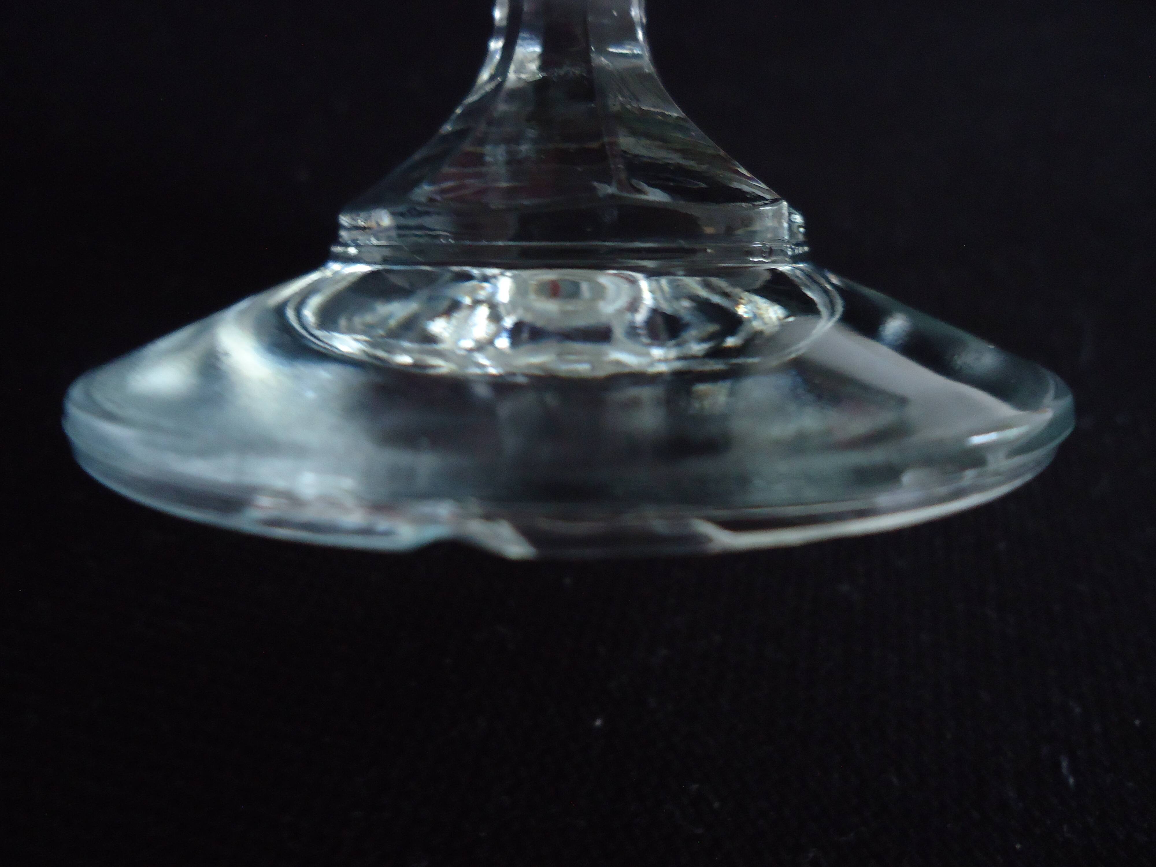 Bohemian crystal champagne flutes, foot with faceted ball