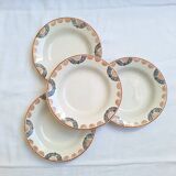 HBCM Pauline pattern soup plates, orange and black