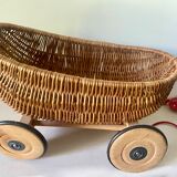 Braided wicker cradle, pulling toy