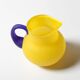 Small Vintage Frosted Glass Yellow and Blue Pitcher / Kosta Boda / Sweden /