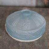 Blue glass lampshade, Art Deco pendant, vintage ceiling lamp.