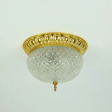 Vintage soelken ceiling lamp textured glass and gilt aluminum 1970s - 2 available