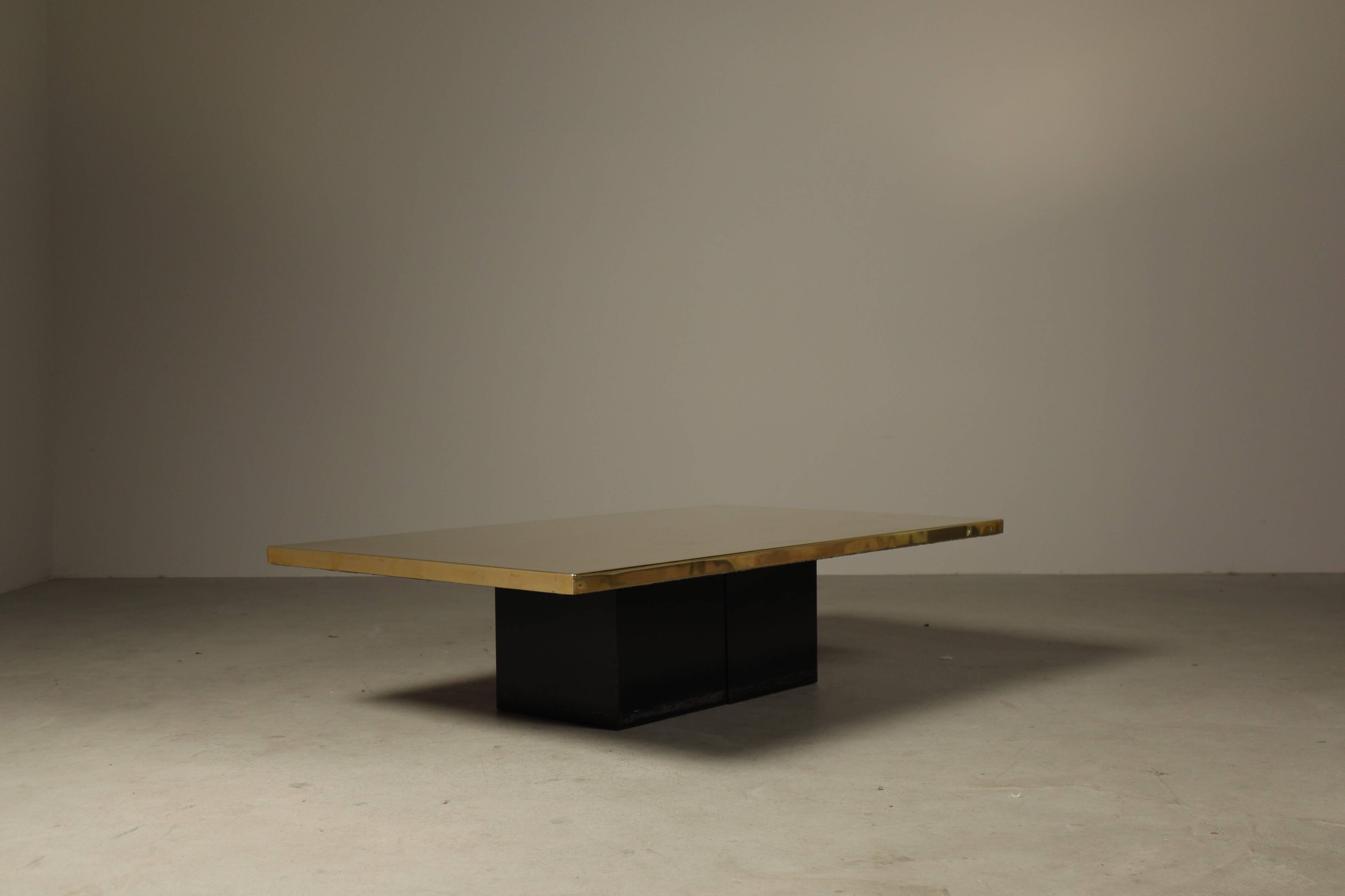 Christian Heckscher etched brass coffee table, Belgium 1970s