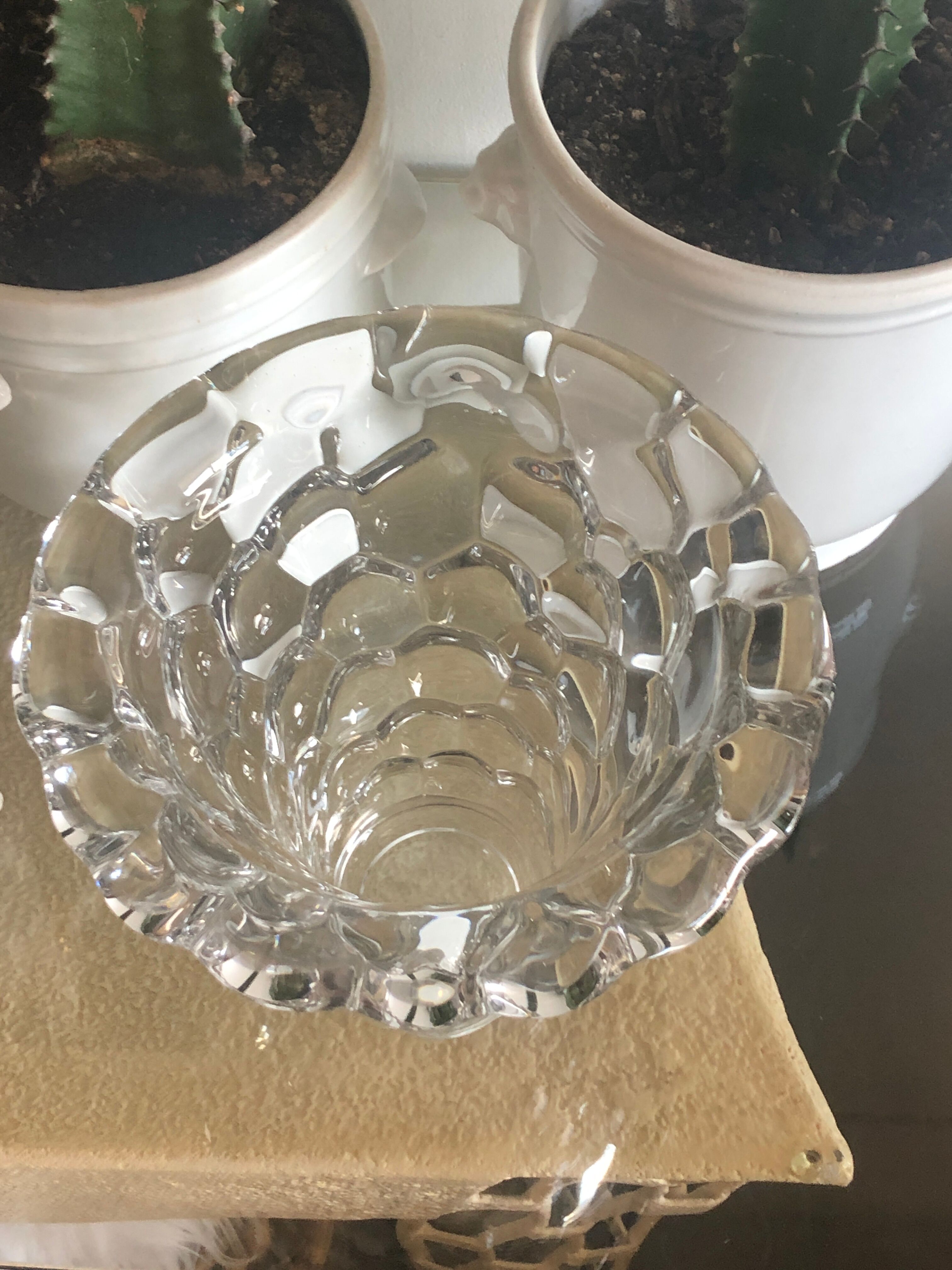 Crystal vase honeycomb Art Deco years 30/40