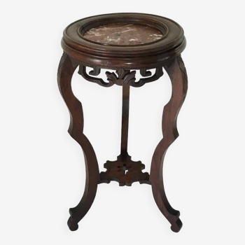 Carved wood and marble pedestal table, 1930, saddle