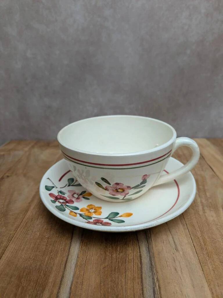 Cup and saucer Sarreguemines model Bitche – Ironstone