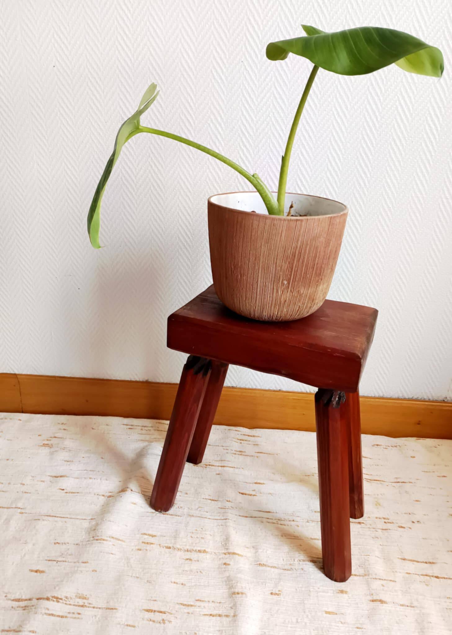 Vintage wooden brutalist farm stool