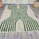 Handmade Berber rug, green and white, size 150 x 250 cm