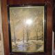Old framed painting, oil "Wood under the snow", signed
