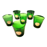 6 vintage glasses with gold medallions