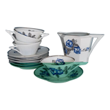 Service of cups and milk jar in fine porcelain from Limoges Art Deco