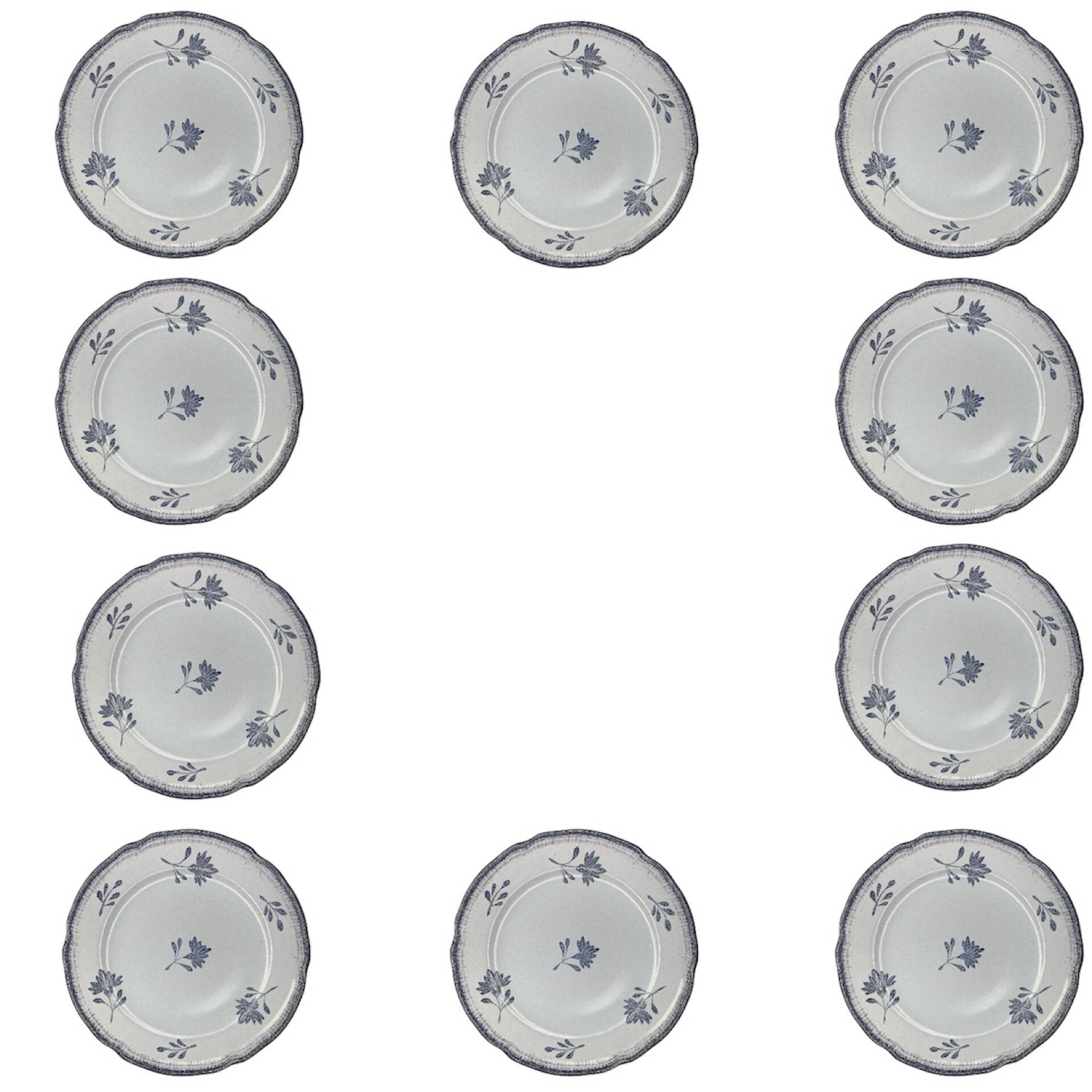 Set of 10 small dessert/appetiser plates Niderviller model "P"