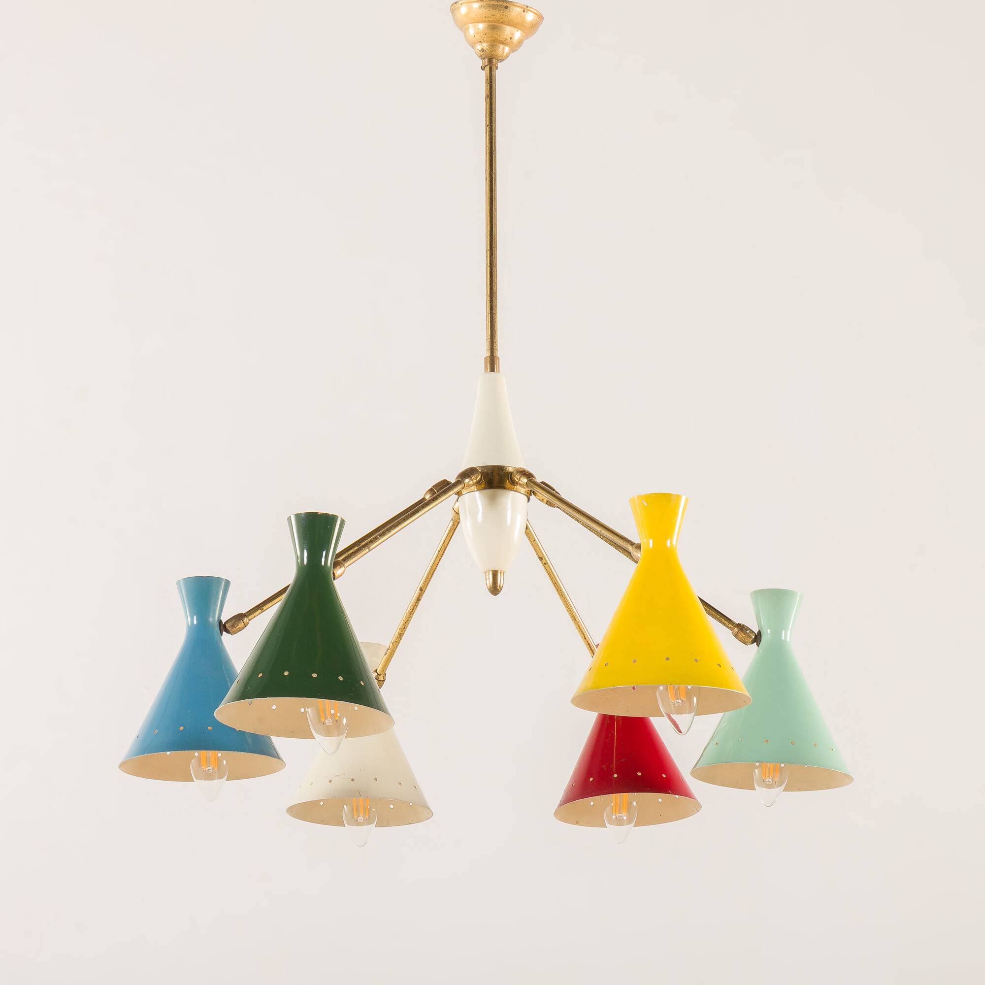Italian mid-century colourful chandelier attributed to Arredoluce, 1950s