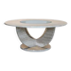 Table basse ronde travertin et vitre, Italie, 1970.
