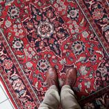 Handmade vintage Persian Hamadan rug 132cm x 196cm, 1950s