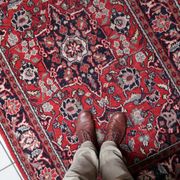 Handmade vintage Persian Hamadan rug 132cm x 196cm, 1950s