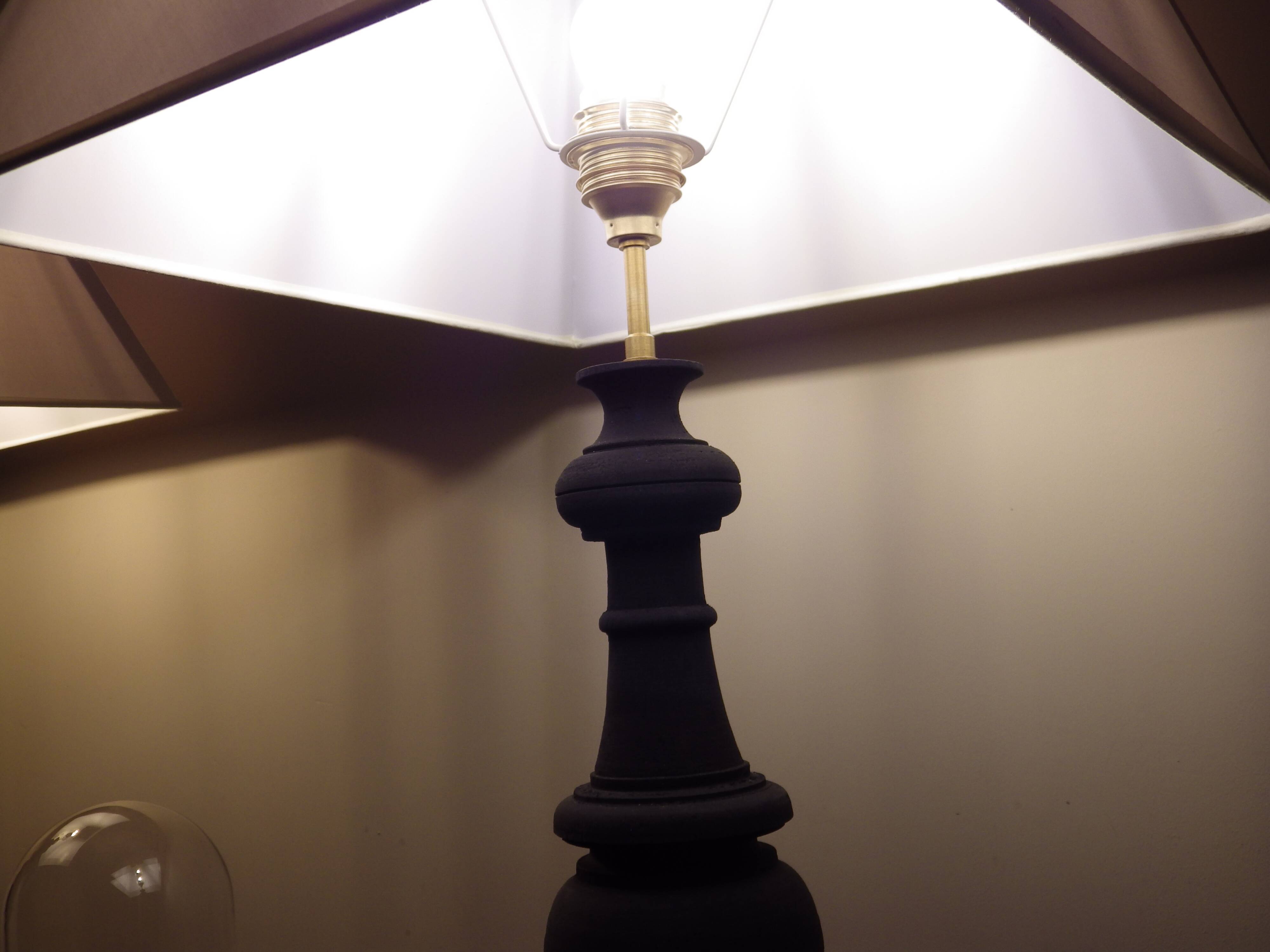 Pair of black baluster lamps