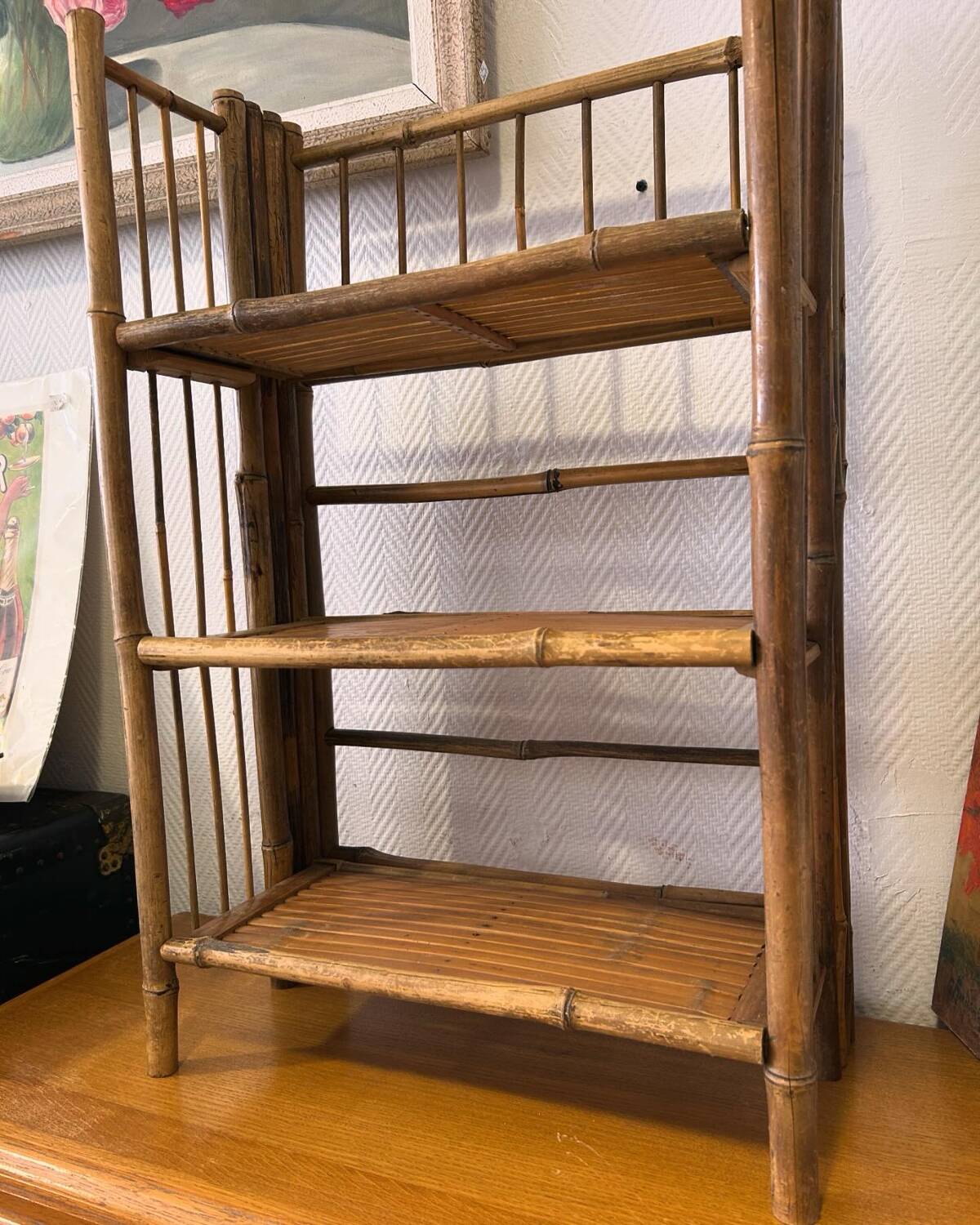 Bamboo standing shelf from the 60s