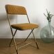 Vintage folding chair lafuma chantazur with striped golden fabric
