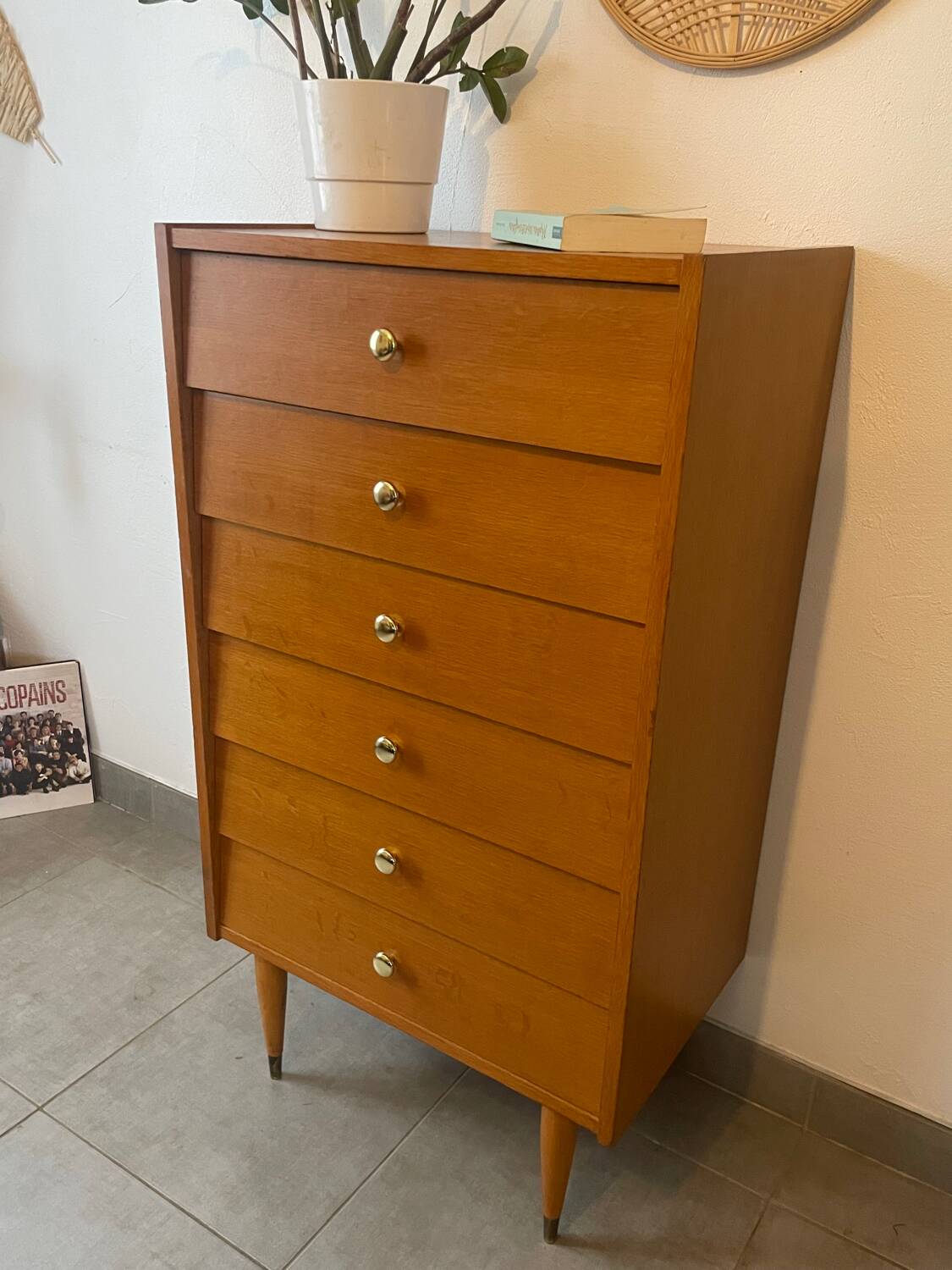 Chiffonnier/commode  6 tiroirs vintage en teck