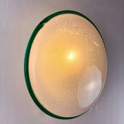 "Ronda" wall light by Leucos – green rim & frosted Murano glass, Italy 1970s
