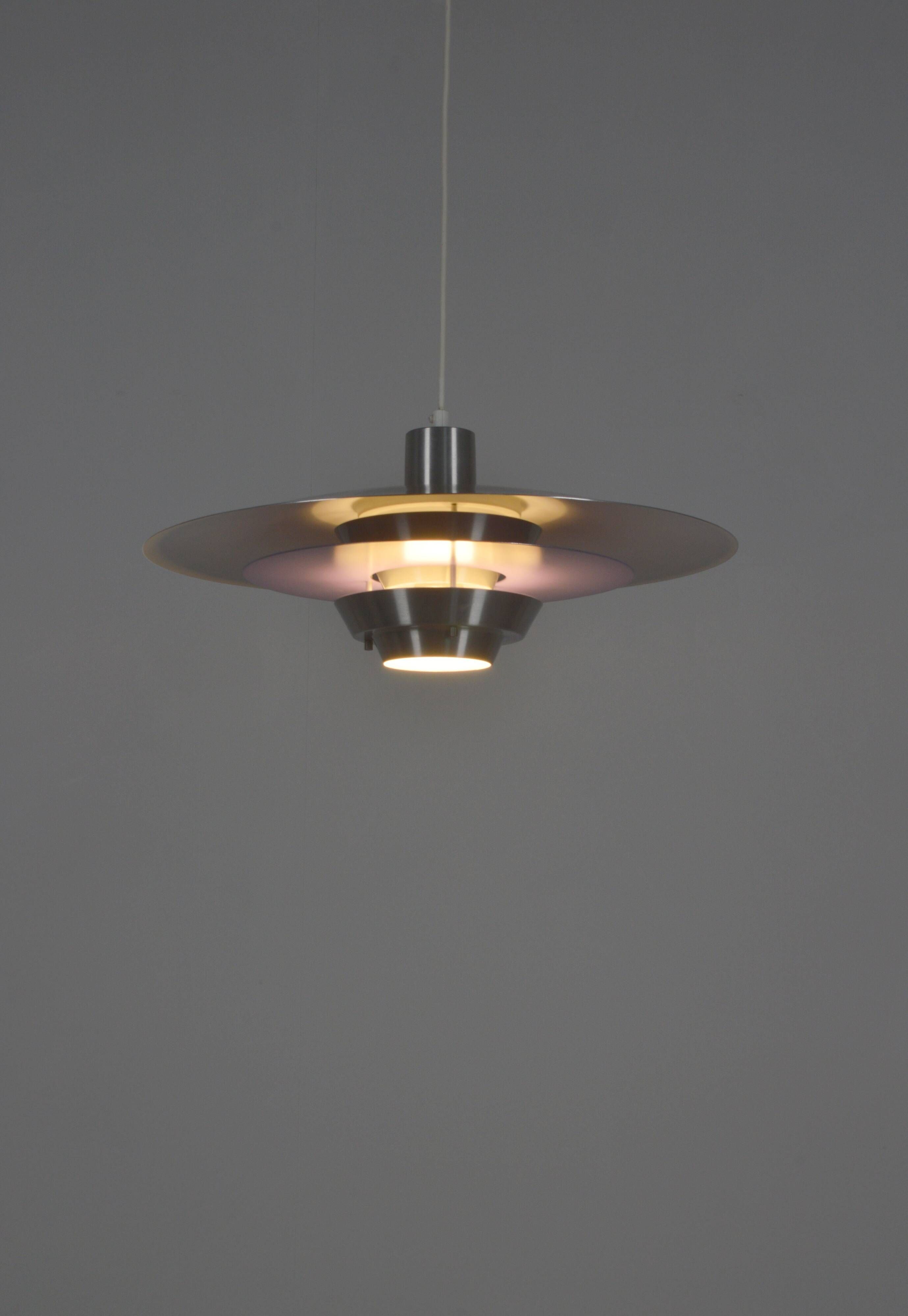Danish ufo-shaped hanging lamp in metal, 1970s