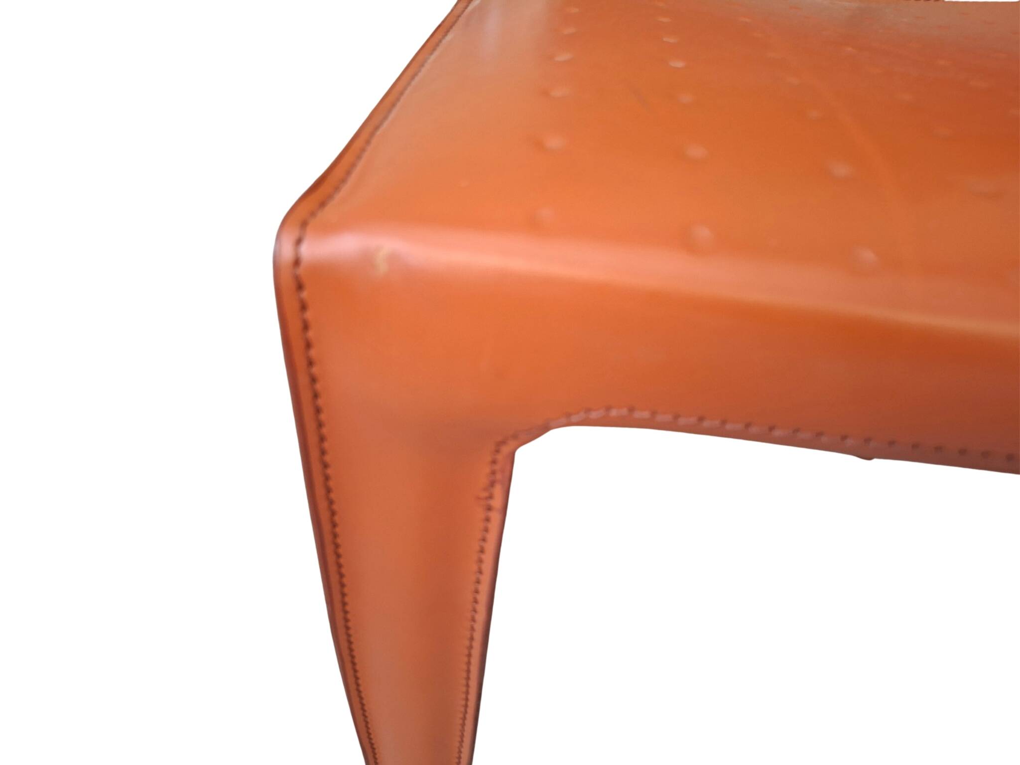 Set di 4 Sedie Design in Cuoio Arancione e Ferro Vintage