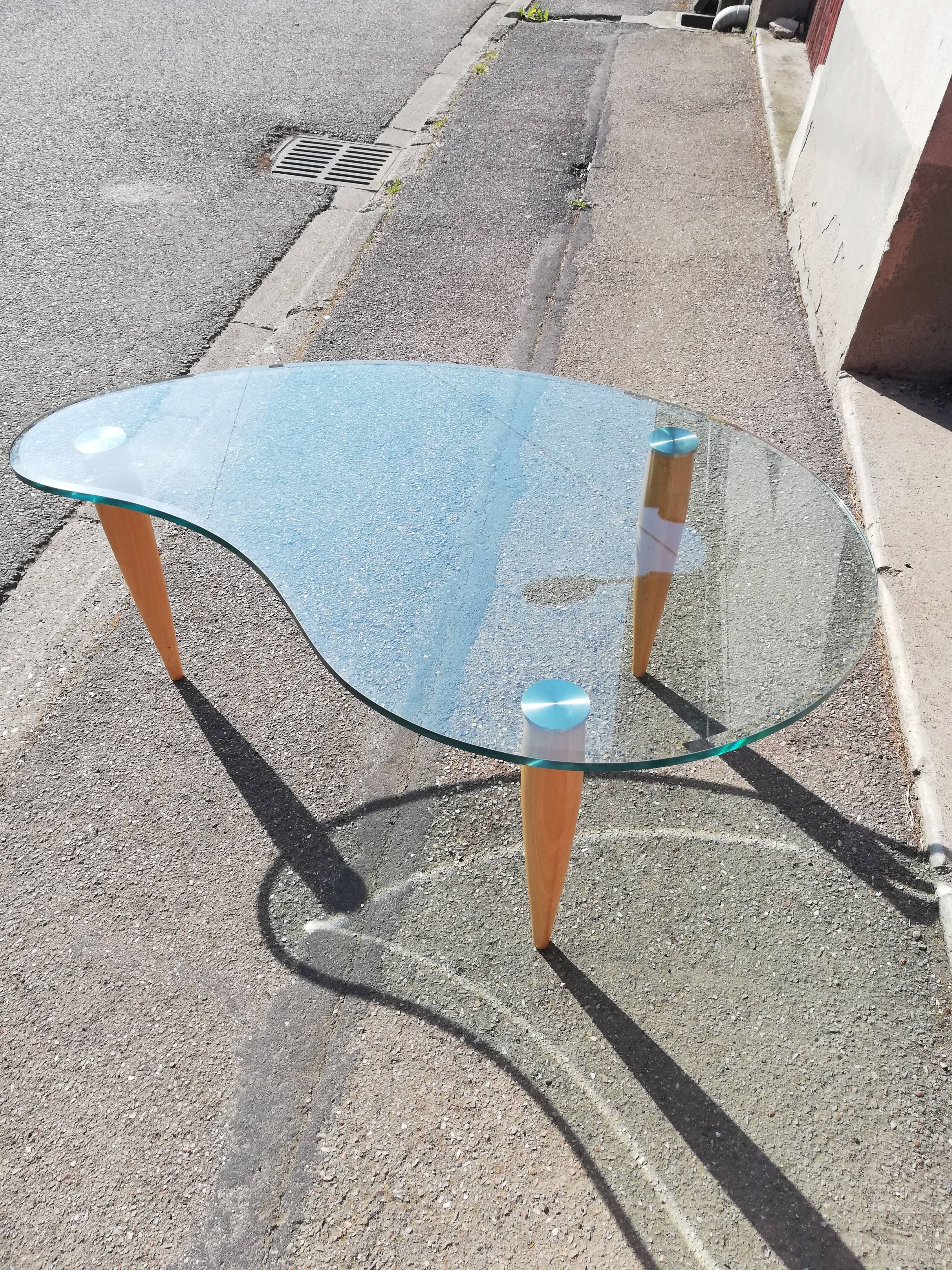 Table basse vintage bois et verre