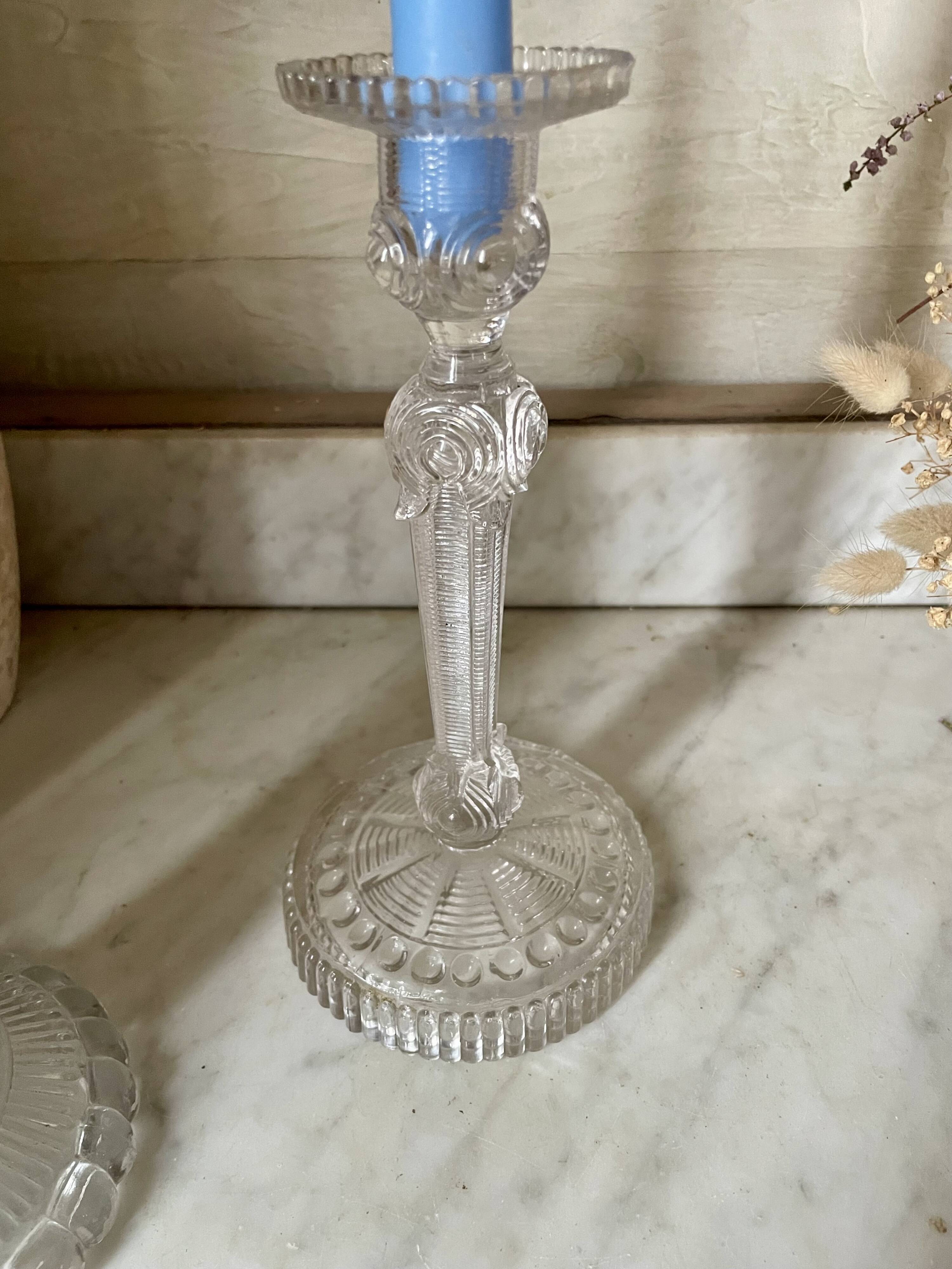 Lot of vintage glass candlesticks