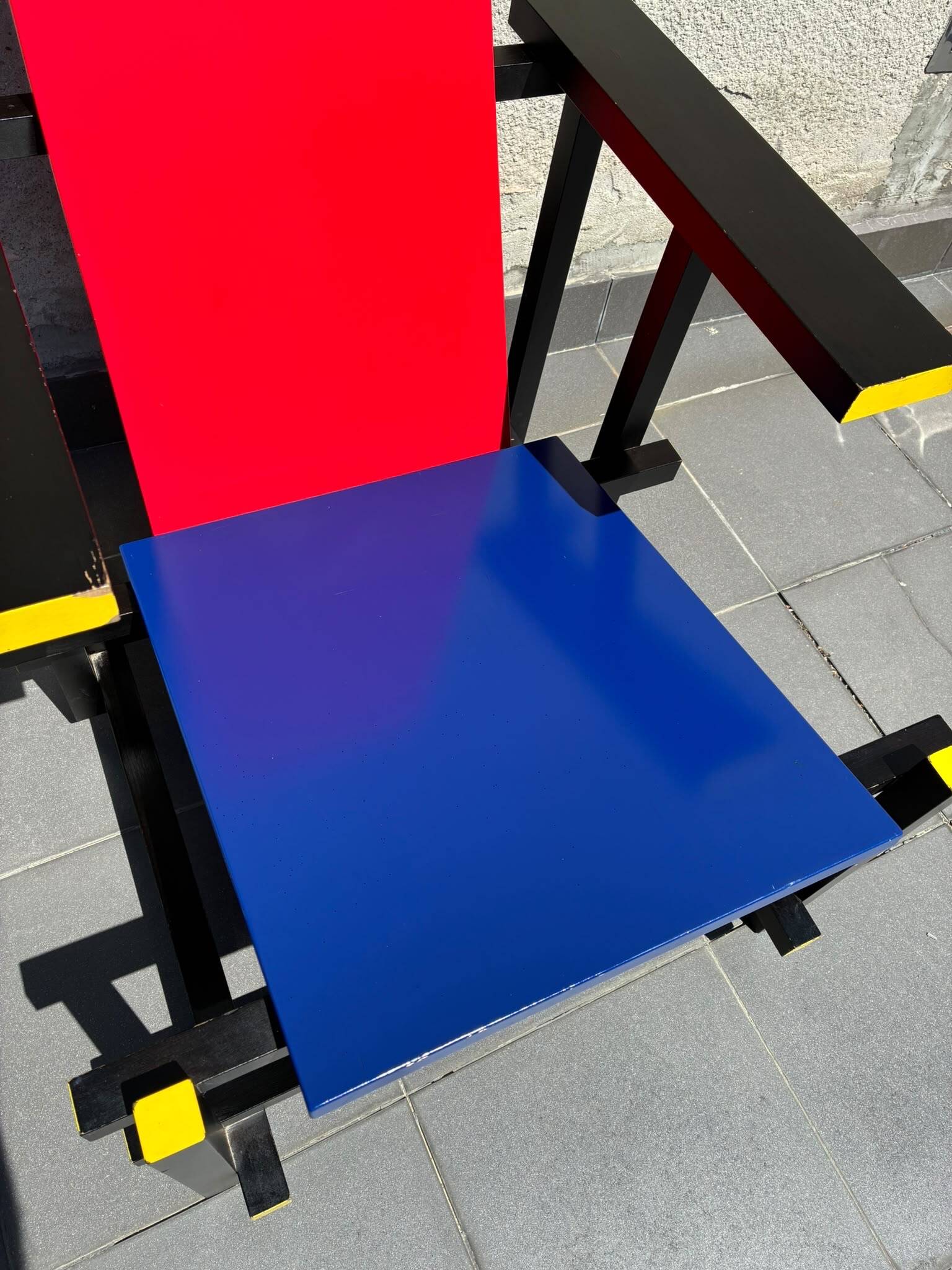 Vintage Gerrit Rietveld Red Blue Chair | De Stijl Bauhaus Icon 1918 Design