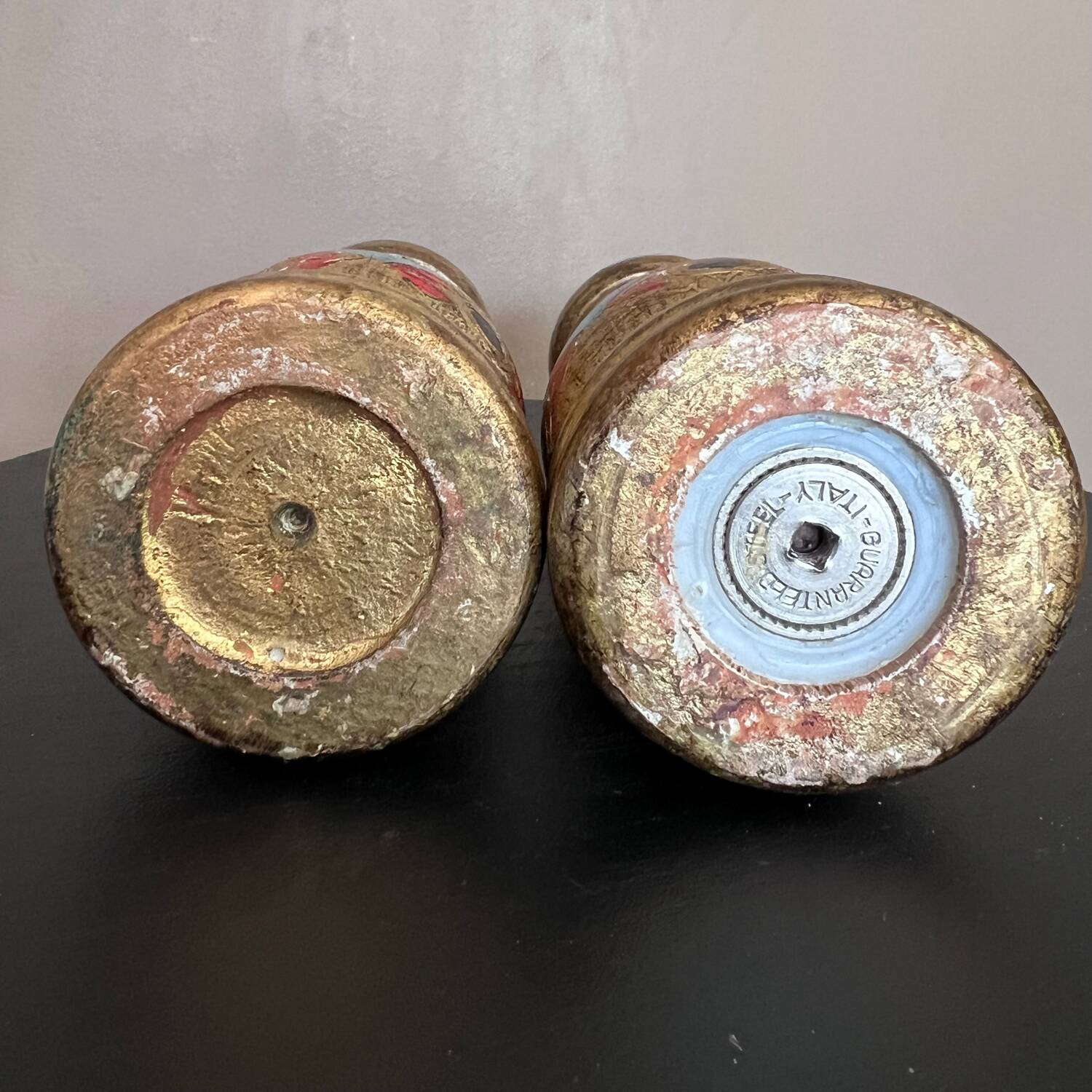 Vintage Italian Salt and Pepper Shakers - Hand Painted Wood